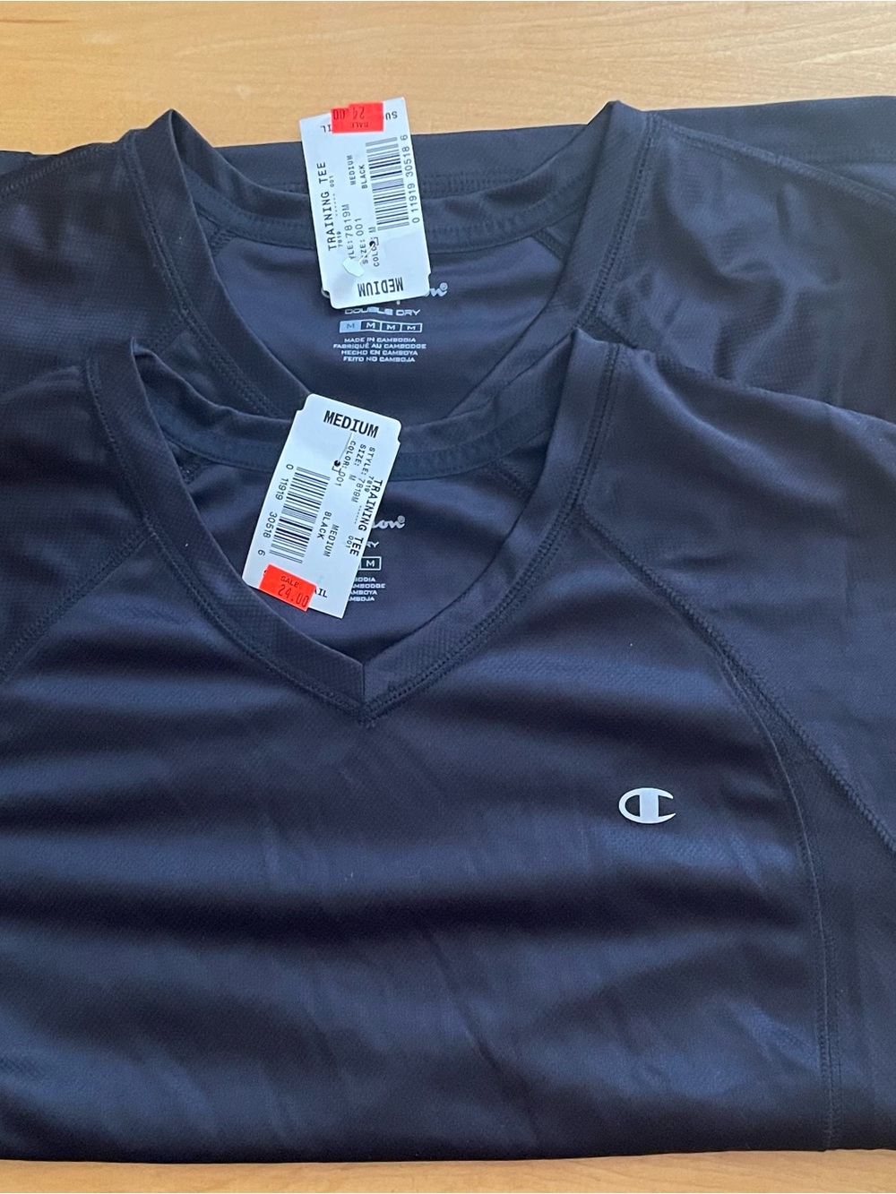 Bundle - Two New Champion Women’s Black V-Neck Short Sleeve Athletic Tees Medium